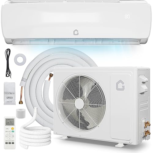 12000 BTU 115V Ductless Mini Split AC Heat Pump for Apartment/Room, 19 SEER 42dB Ultra-Quiet Inverter System, 3-in-1 Cooling Heating Dehumidifier, 10ft Line Set Ready to Use (Plug and Play)