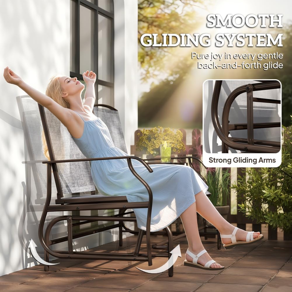Outdoor Glider Swing Set with Center Coffee Table and Matching Chairs for Patio or Deck