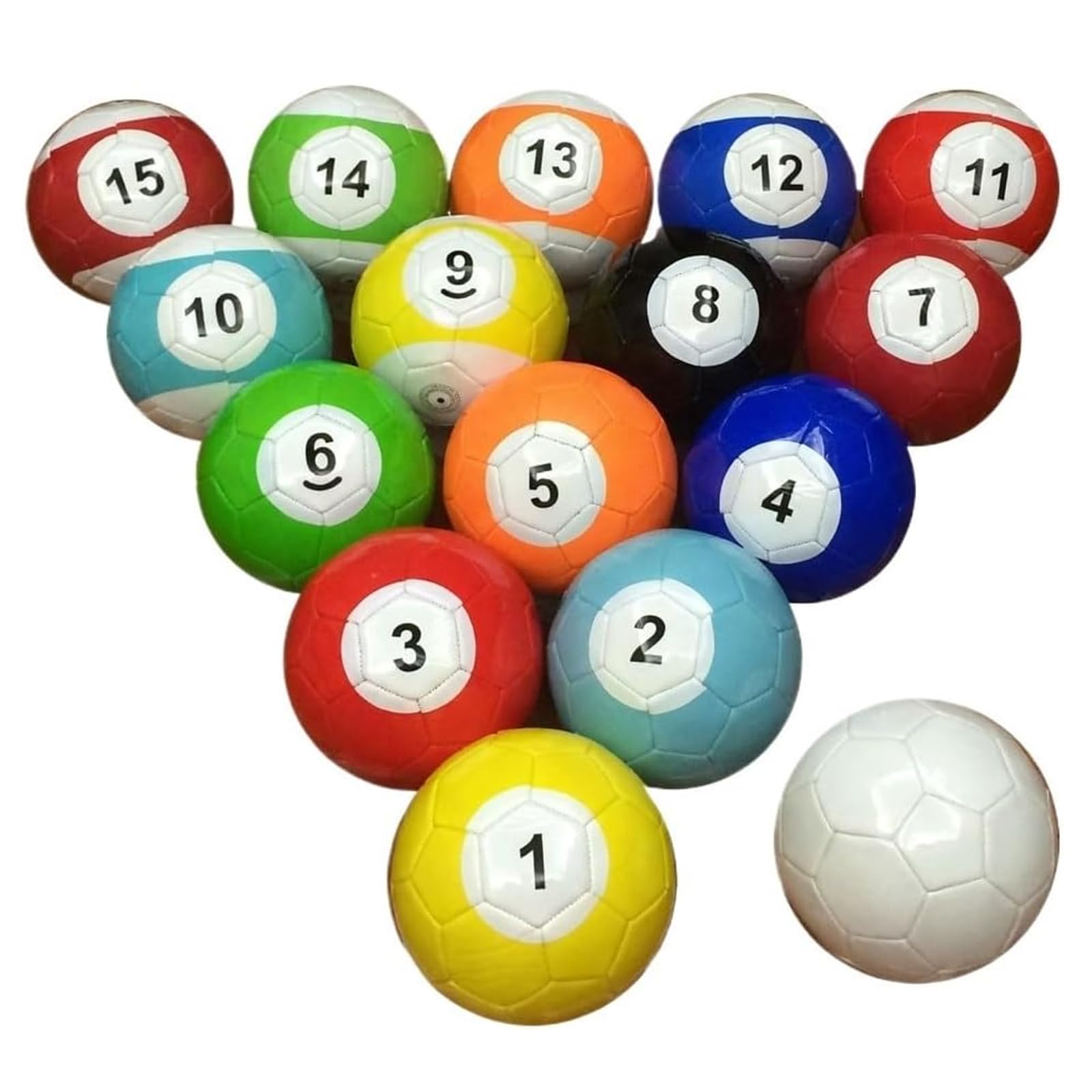 16PCS Football Billiards Ball Set, PU Leather Footpool Soccer Snooker Balls Set,inflatable Billiards Football Snooker Balls for Outdoor & Indoor Garden, Lawn, Backyard & Party Games 18cm
