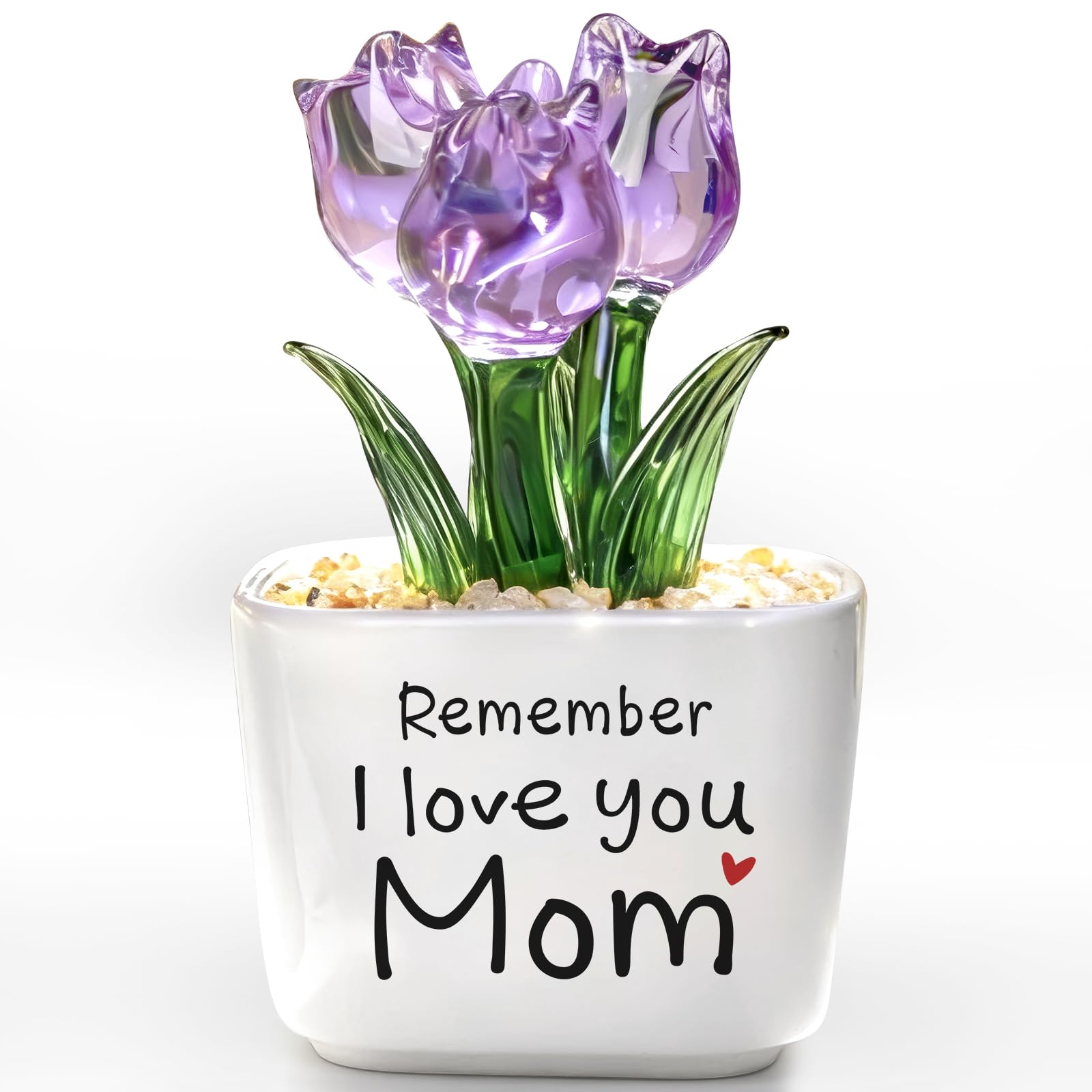 Regalos para el día de la madre de hijos: flor de cristal Remember I Love You Mom