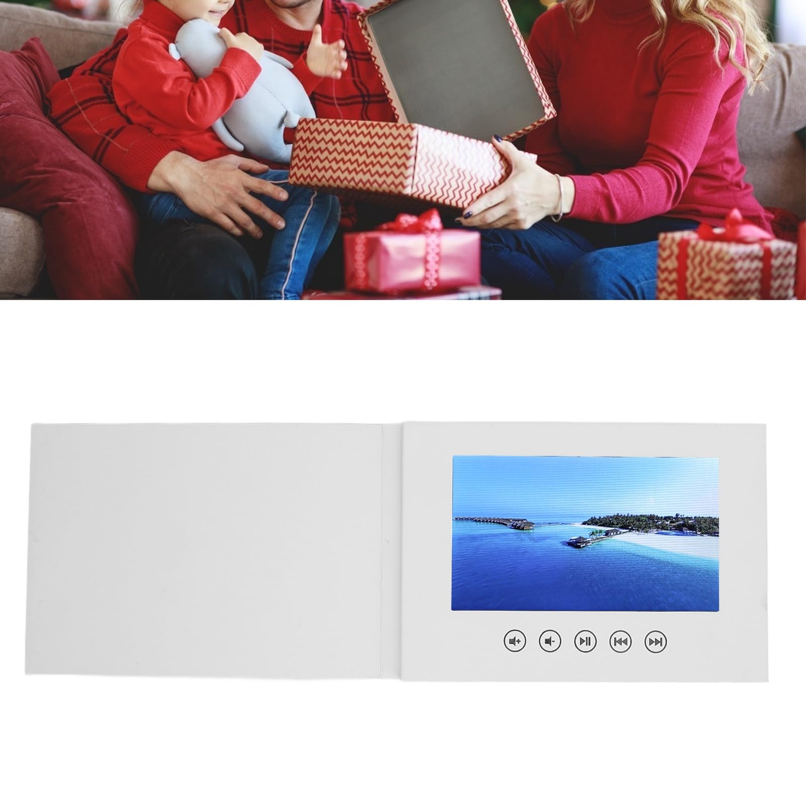 Tbest Biglietto D'auguri Video con Schermo a Colori LCD, Memoria da 128 MB, Altoparlante Integrato, Brochure Elettronica per Eventi e Aziende (10 pollici)