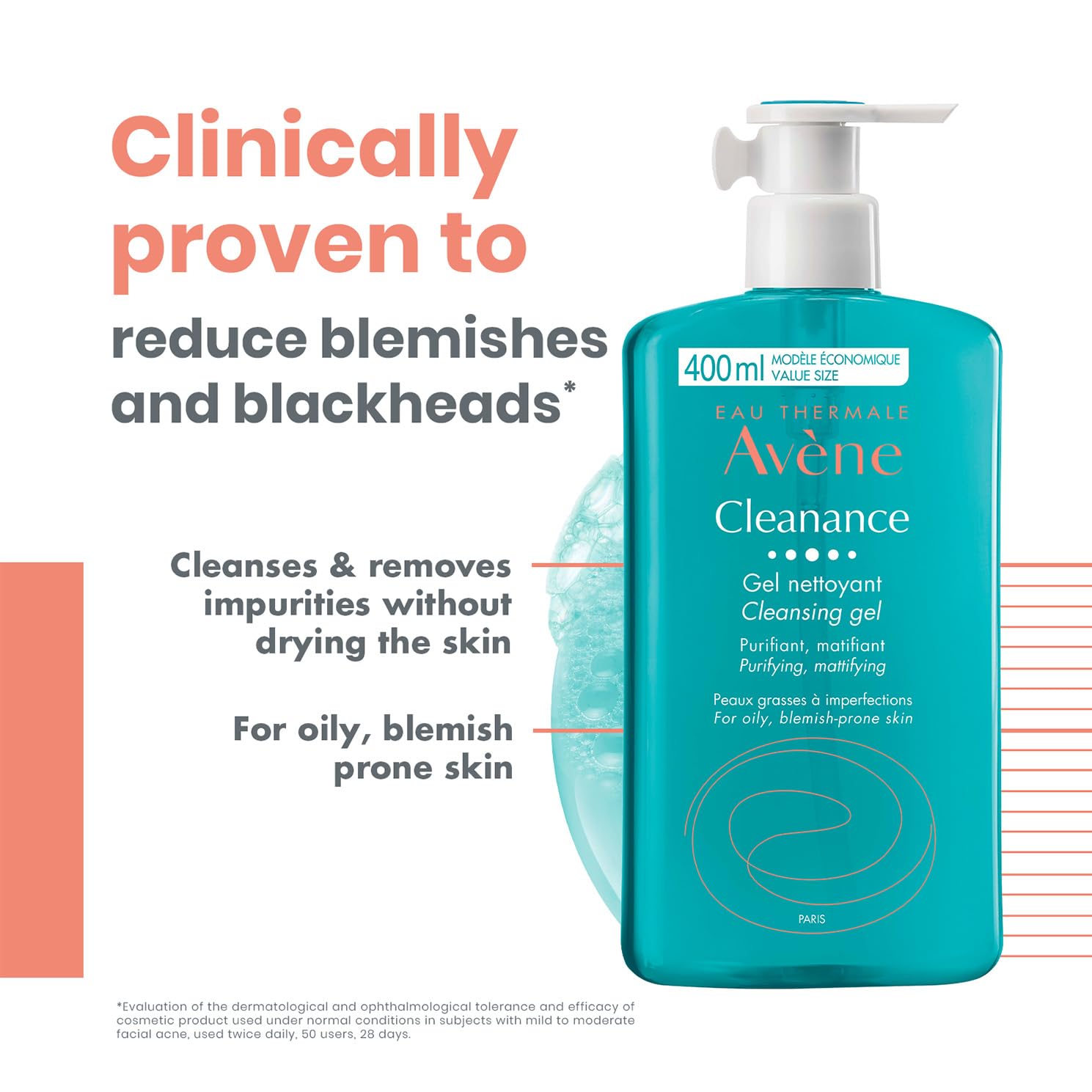 Eau Thermale Avne - Cleanance Cleansing Gel - Soap-Free Cleanser for Face and Body - For Blemish-Prone Skin - 13.5 fl.oz.