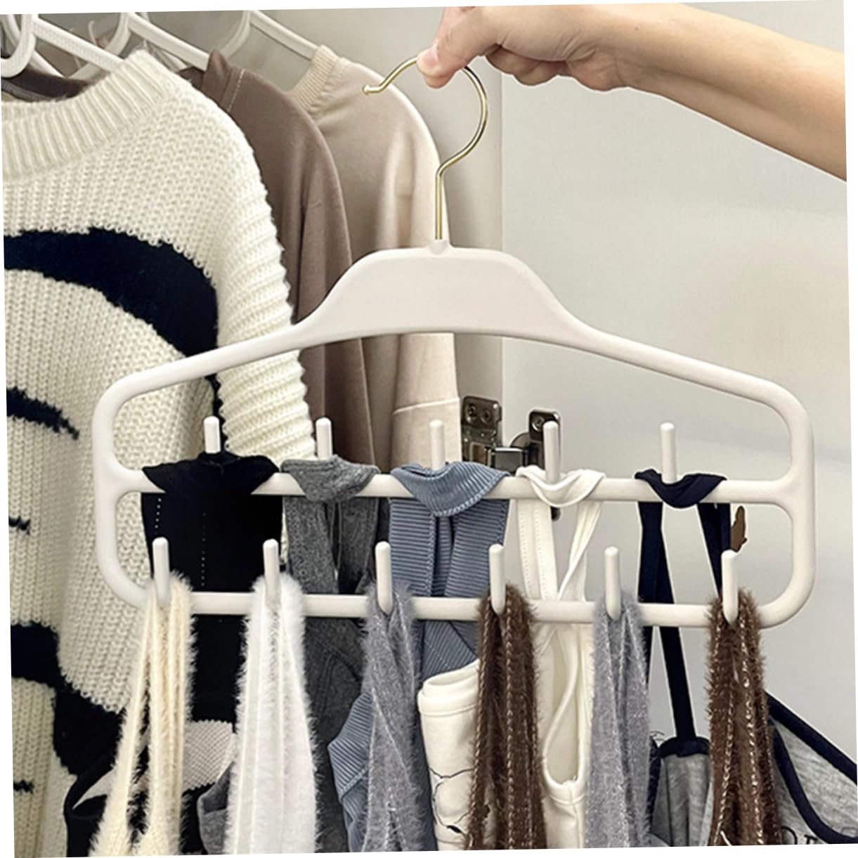 STOBAZA 2Pcs Belt Organizer Hanger with Multi Hook Design for Closet for Ties Scarves and Belts Storage for Home Hotel Dorm and Spaces