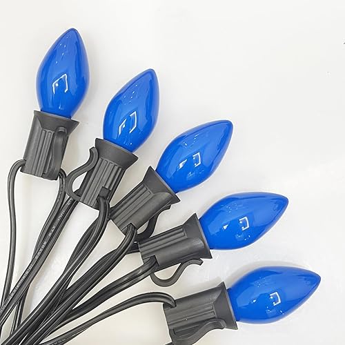 Miniatura 48 de SUNSGNE C7 Bombillas de luz nocturna de repuesto rojas de Navidad, bombillas de base de candelabro E12 de 5 W, ideales para luces nocturnas Rojo