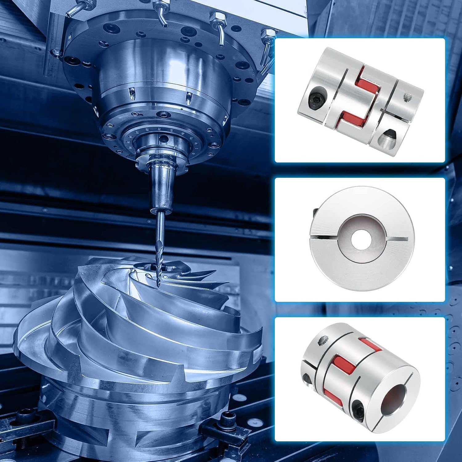 MECCANIXITY Aluminum Shaft Coupling 8mm to 18mm Flexible Spider Coupling L50mm x D40mm Coupler Jaw Spider Shaft Joint Connector for 3D Printers DIY Encoder CNC Router Milling Machine
