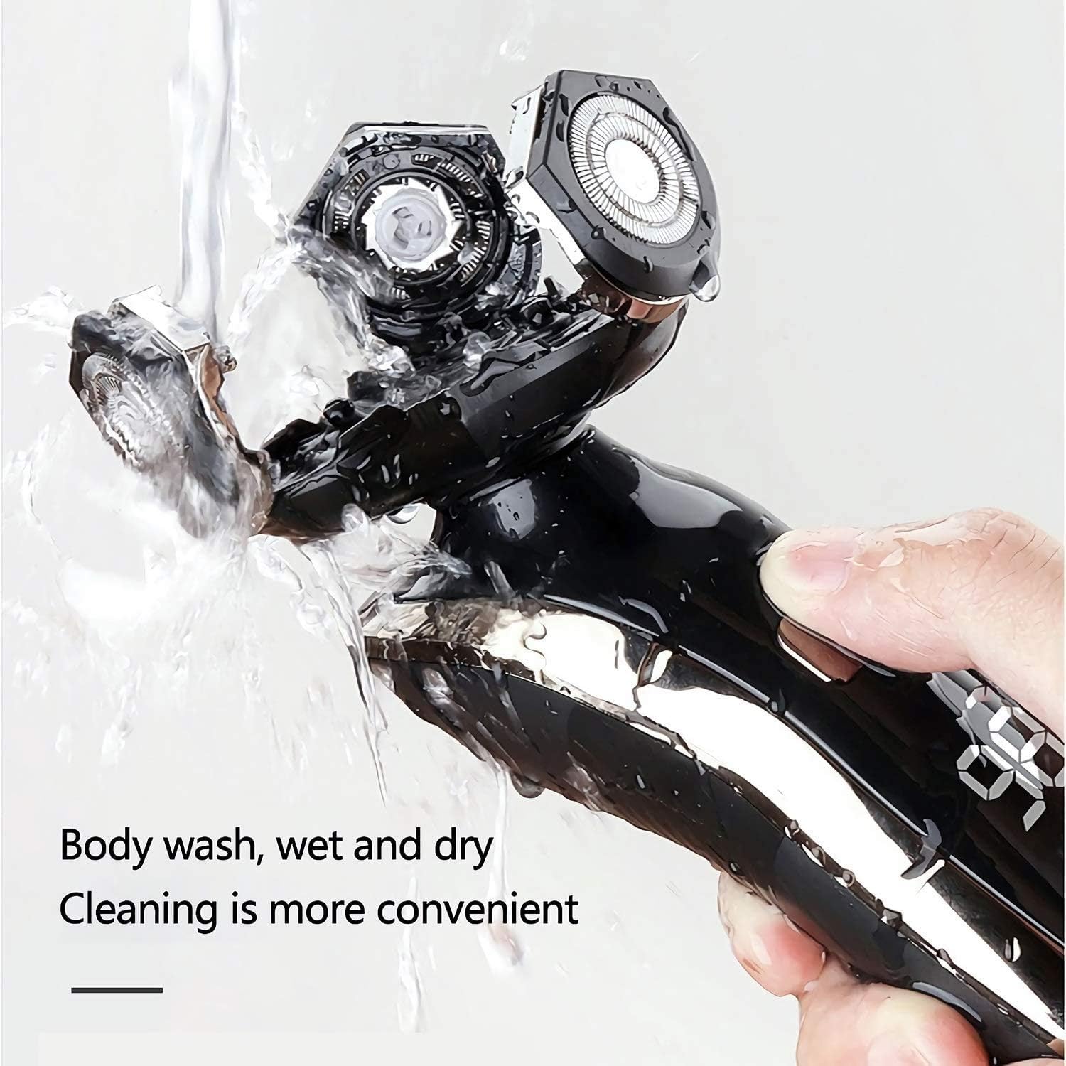 Mens Electric Shaver Razor Beard Trimmer Rotary Shaver Cordless Sideburn Trimmer Nose Trimmer Wet Dry Shaver Waterproof USB Rechargeable 3 in 1