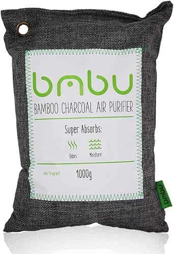 Bolsa grande de purificador de aire de carbón de bambú de 35.27 oz – Ambientador desodorante para automóvil – Elimina el olor y controla la humedad