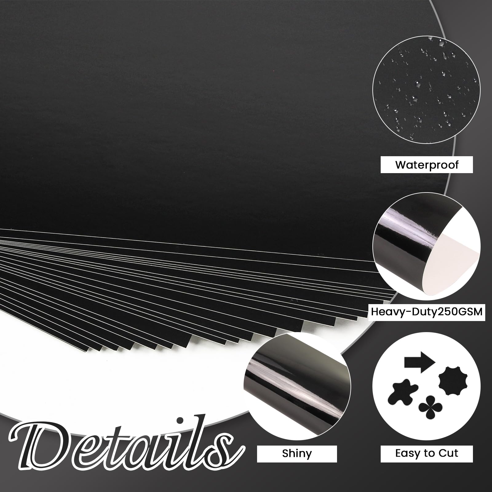 24 Sheets Black Mirror Cardstock Paper A4 - Image 3