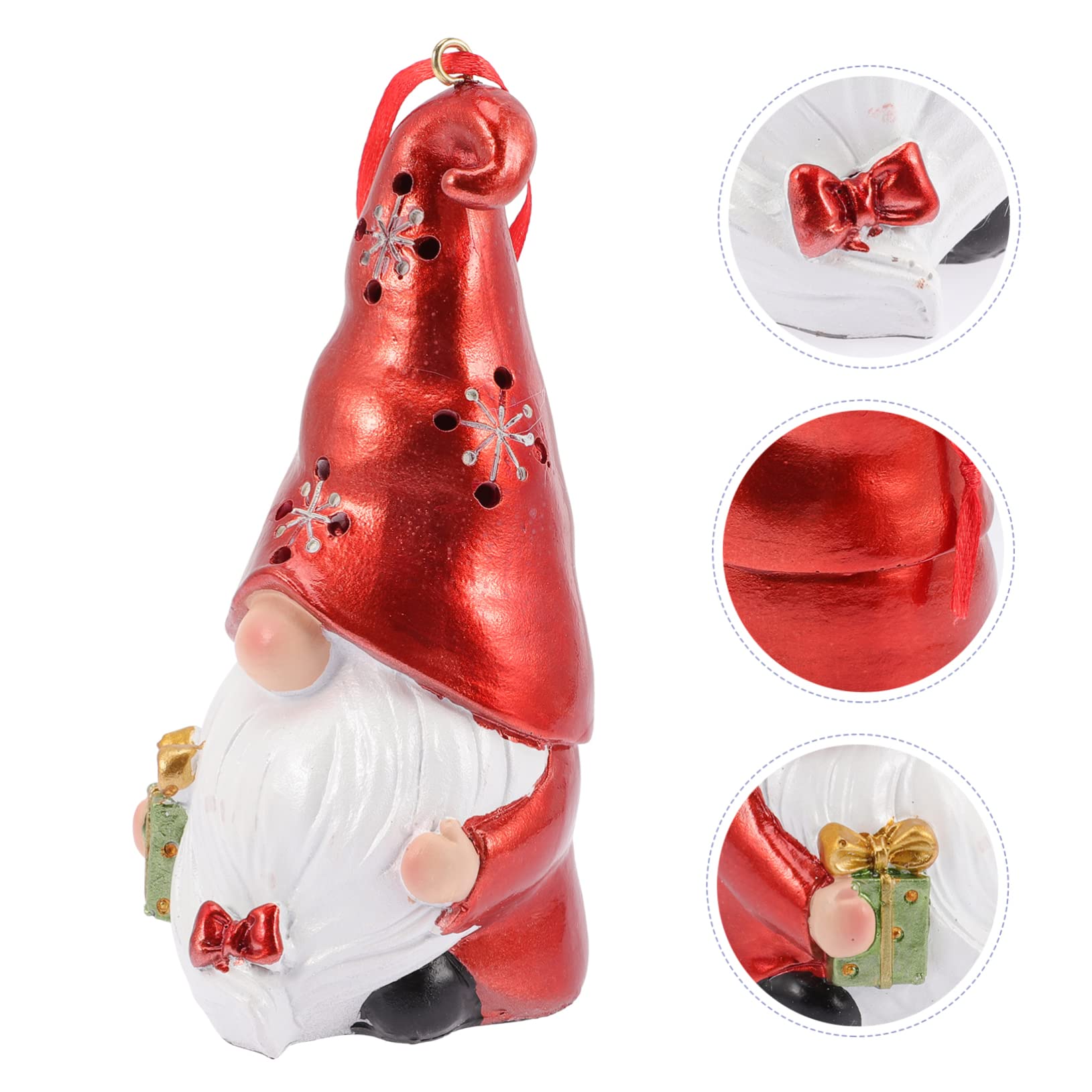 IMIKEYA 4 Stück Dekorative Lichter weihnachtsdeko für den einzug weinachtsgeschenk beleuchtete Gnomenstatue Weihnachtsfeierdekorationen Weihnachtszwerg Keramikornamente rot