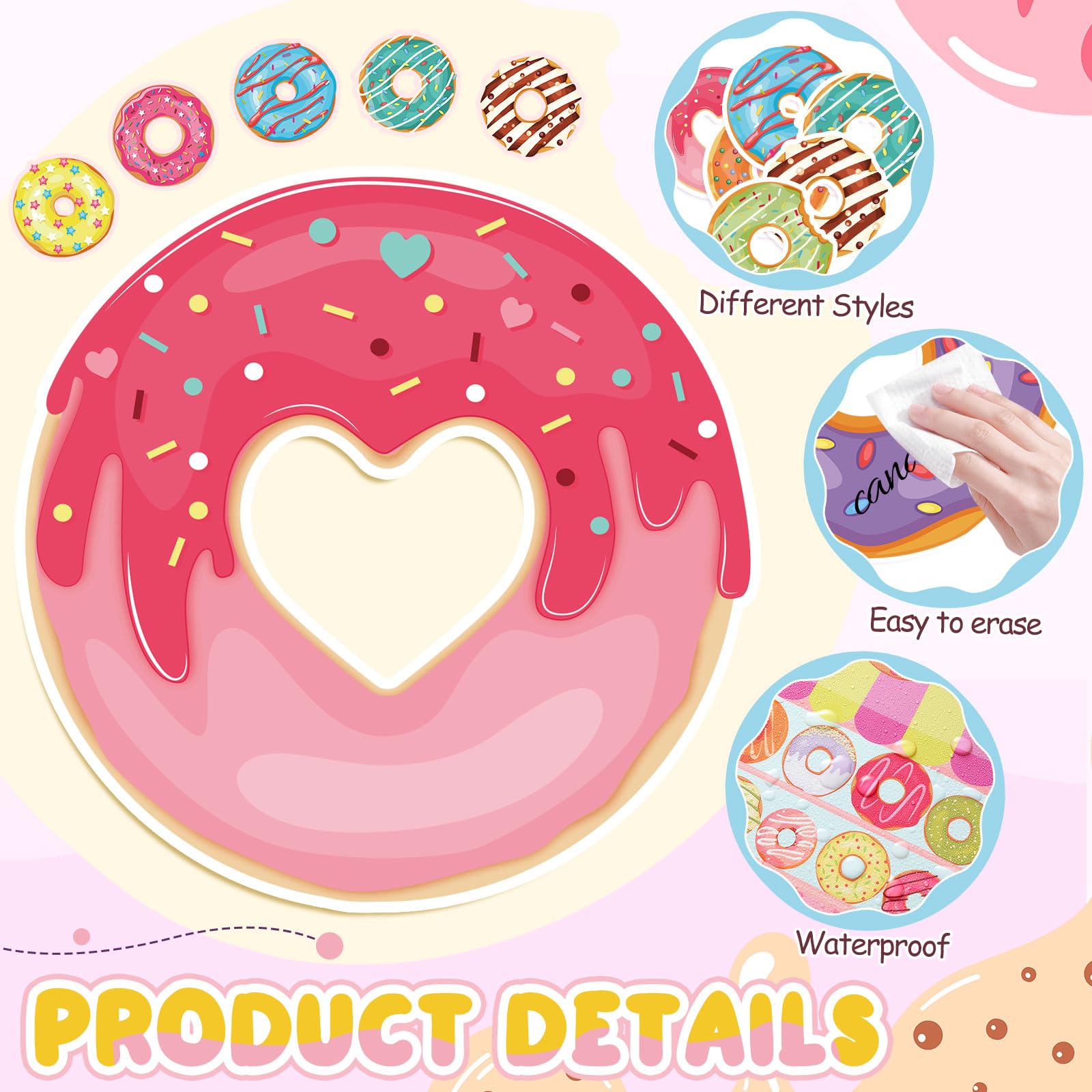 Snapklik.com : 60 Pcs Donut Decorations Donut Bulletin Board Sweet ...