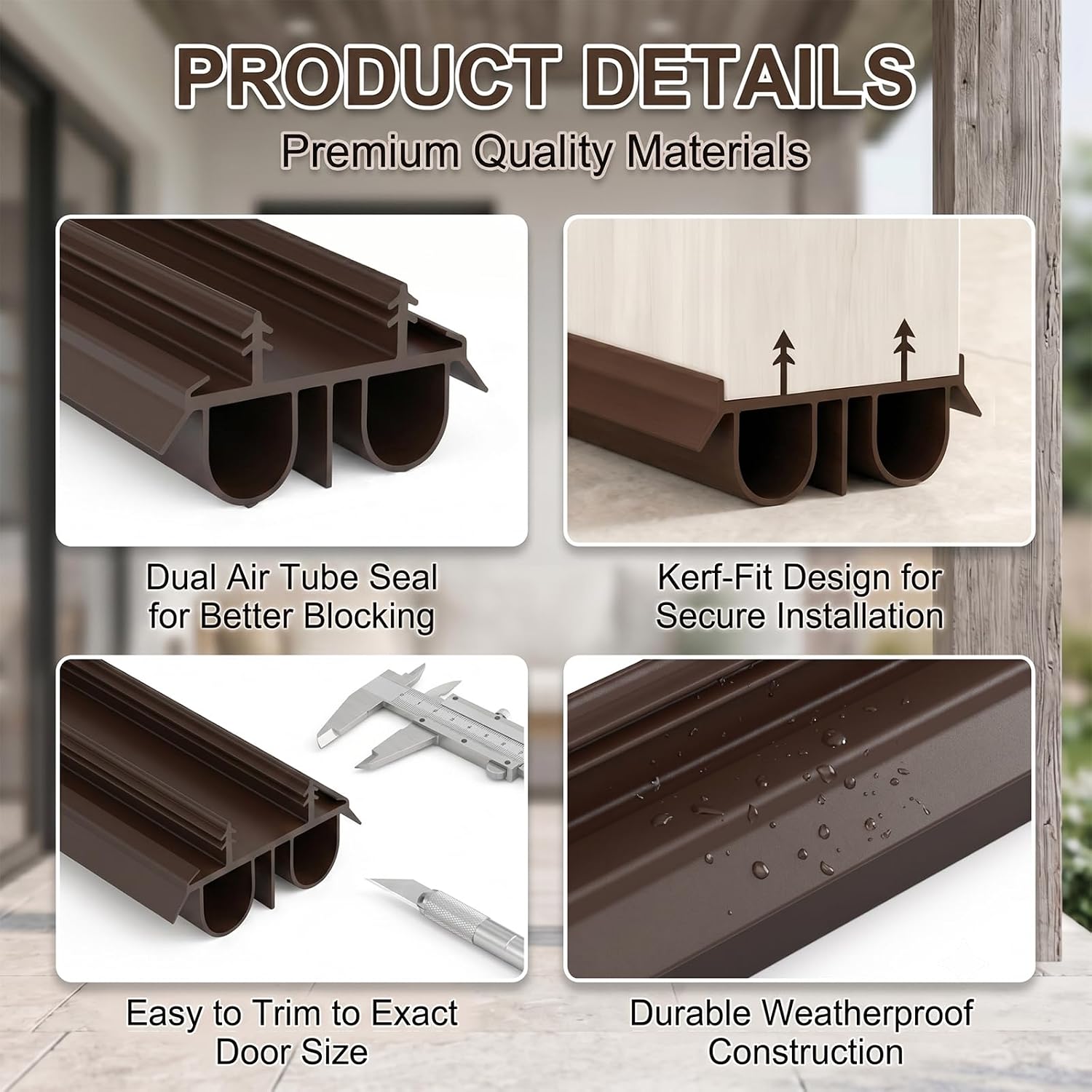 Exterior Door Sweep Kerf Style Door Bottom Seal Strip,Under Door Seal Kit