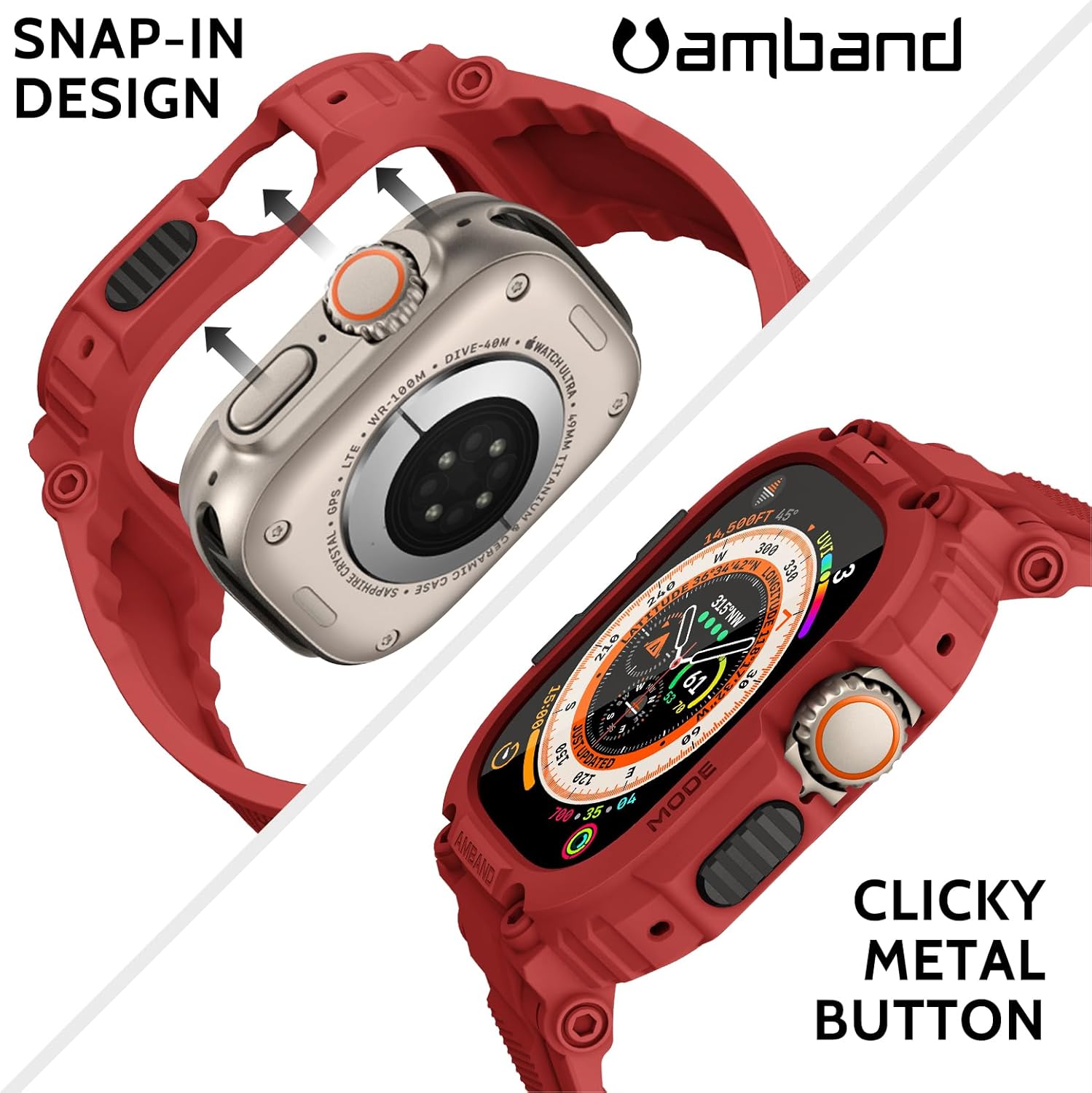 amBand M1 Sport Case Band for Apple Watch Ultra 3/2/1 & SE 3/2/1 & Series 11 10 9 8 7 6 5 4 3 49mm 46mm 45mm 44mm 42mm 41mm 40mm 38mm, Shockproof & Scratch Resistant Rugged Bumper for Men - Image 5