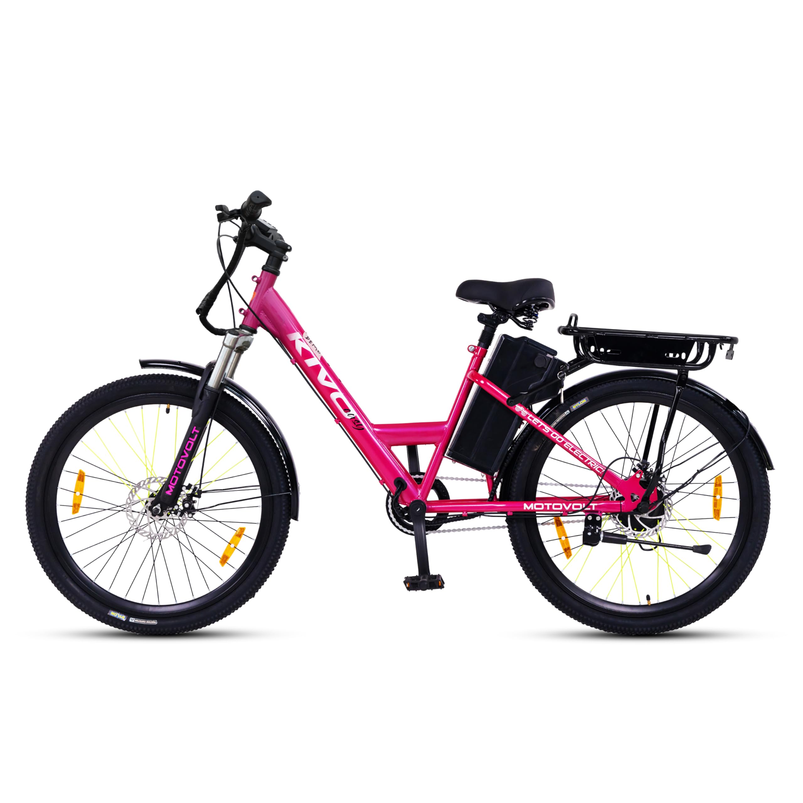 Motovolt KIVO Easy Extended Carrier Electric Cycle | Standard Normal Range | Range up to 45 Kms in Pedal Assist Mode | Electric Bicycle -Pink (B0D8W1FHP5) Amazon Price History, Amazon Price Tracker