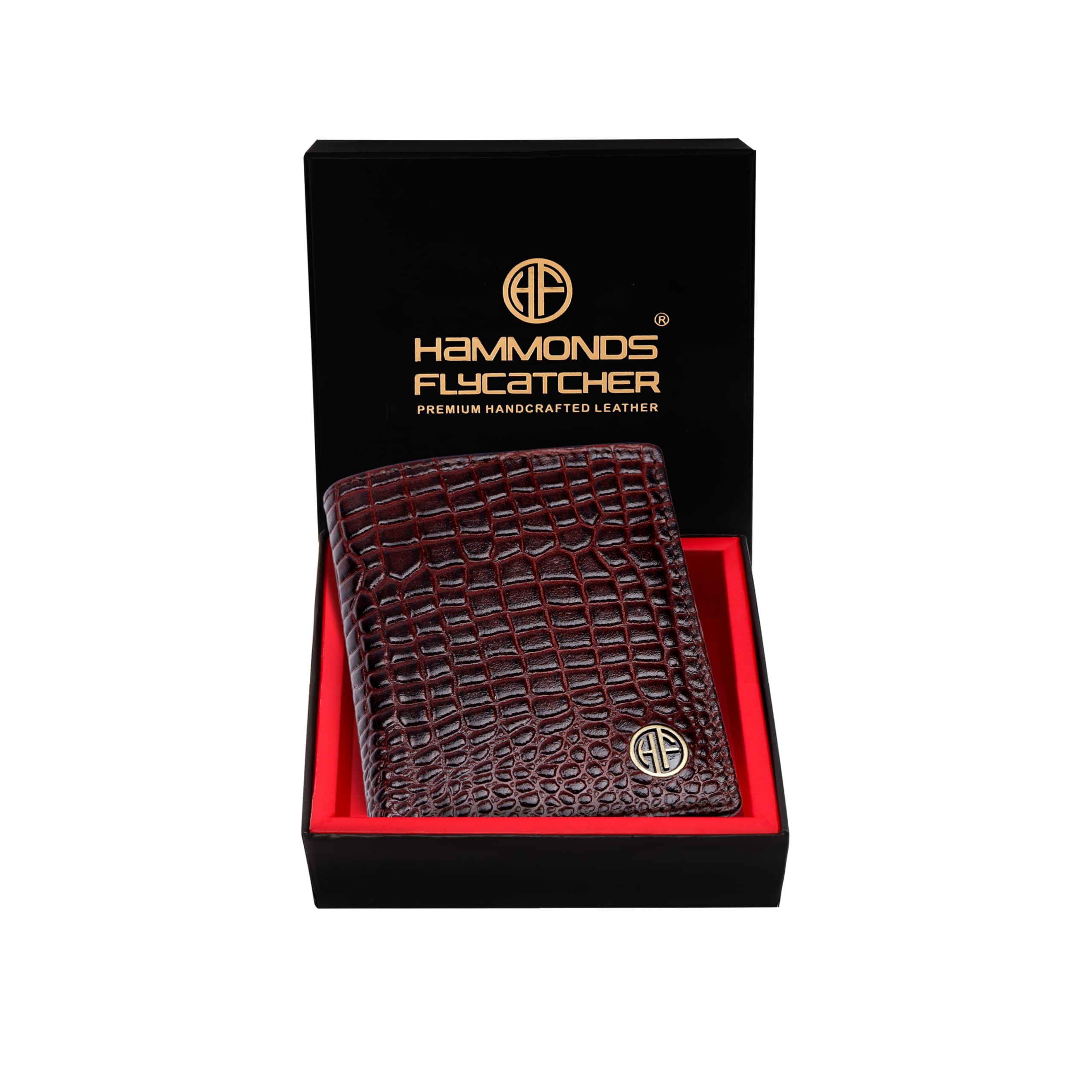 Wallet for Men Leather Original, Mens Wallet, Leather Wallets for Men Stylish, Bi-Fold Wallets for Man, 3 Card Slots, 2 ID Slots, Coin Pocket, Gift for Mens - Croc Brown