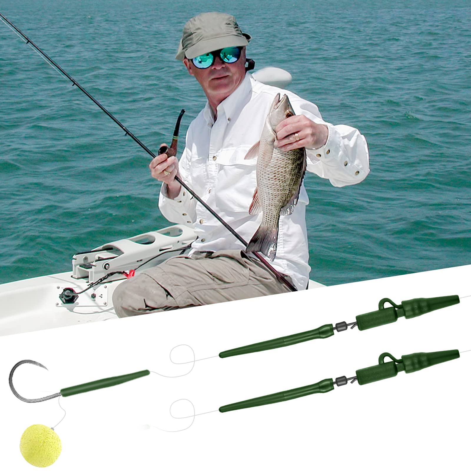 Realure 60/120 Pezzi Clip in Carpa Set di Accessori per La Pesca Alla Carpa Clip Antigroviglio Maniche Code di Gomma Girelle a Cambio Rapido Piccoli Pesi, Alimentatore (Nero)
