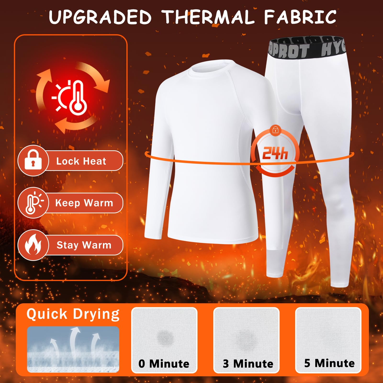 HYCOPROT Ropa Interior Térmica para Niños Conjunto Deportivo Camiseta de Compresión Esquí Invierno Cálida