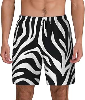 oooJHooo Mens Swim Trunks Zebra Animal Print Swim Shorts Quick Dry