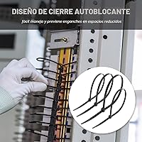 Vista 6 de Bridas para cables, paquete de 400 unidades, color negro, varios tamaños, 12+8+6+4 pulgadas, gestión de cables de nailon autobloqueante multiusos