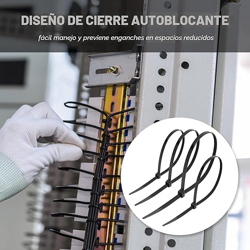 Miniatura 6 de Bridas para cables, paquete de 400 unidades, color negro, varios tamaños, 12+8+6+4 pulgadas, gestión de cables de nailon autobloqueante multiusos