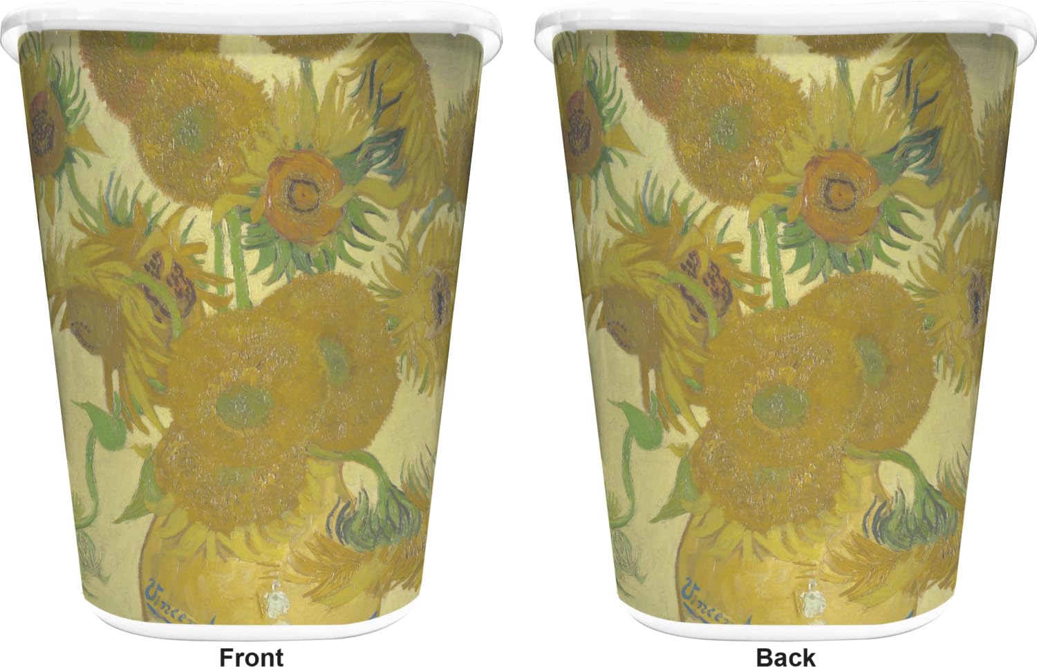 YouCustomizeIt Sunflowers (Van Gogh 1888) Waste Basket - Double Sided (White)