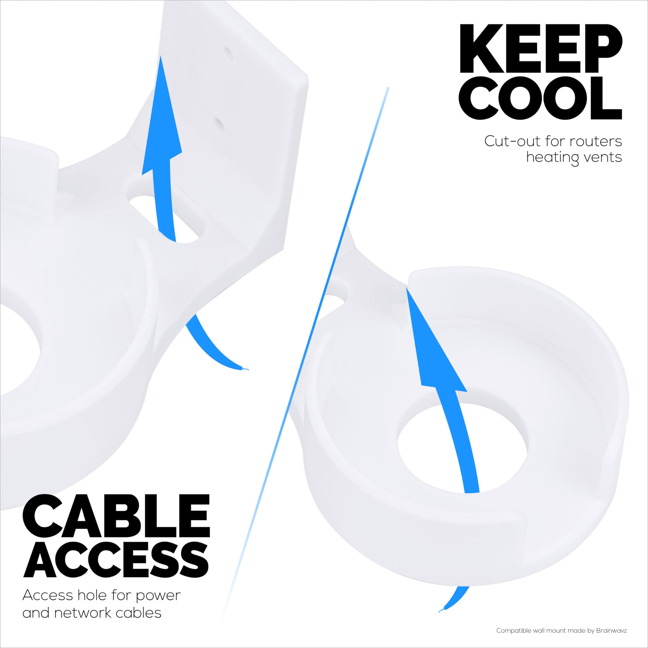 Supporto adesivo da parete per router a rete WiFi TP Link BE63 (BE1000), facile da installare, da attaccare e avvitare Brainwavz