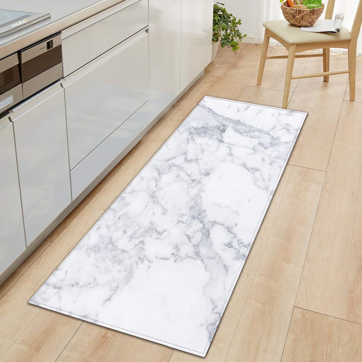 OPLJ Indoor Hallway Rug Marble Printed Floor Mat Kitchen Carpet Entrance Doormat Water Absorption Mat Bathroom Carpet Tapete A7 50x160cm