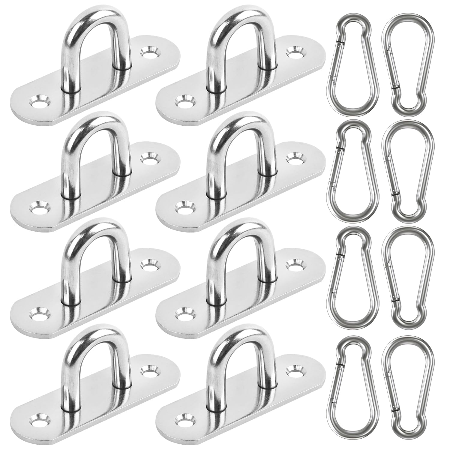 ENUTROF - Lot De 8 Plaques à œillet + Mousquetons En Inox 304 Pour Accrocher Tout, Partout ! - 7