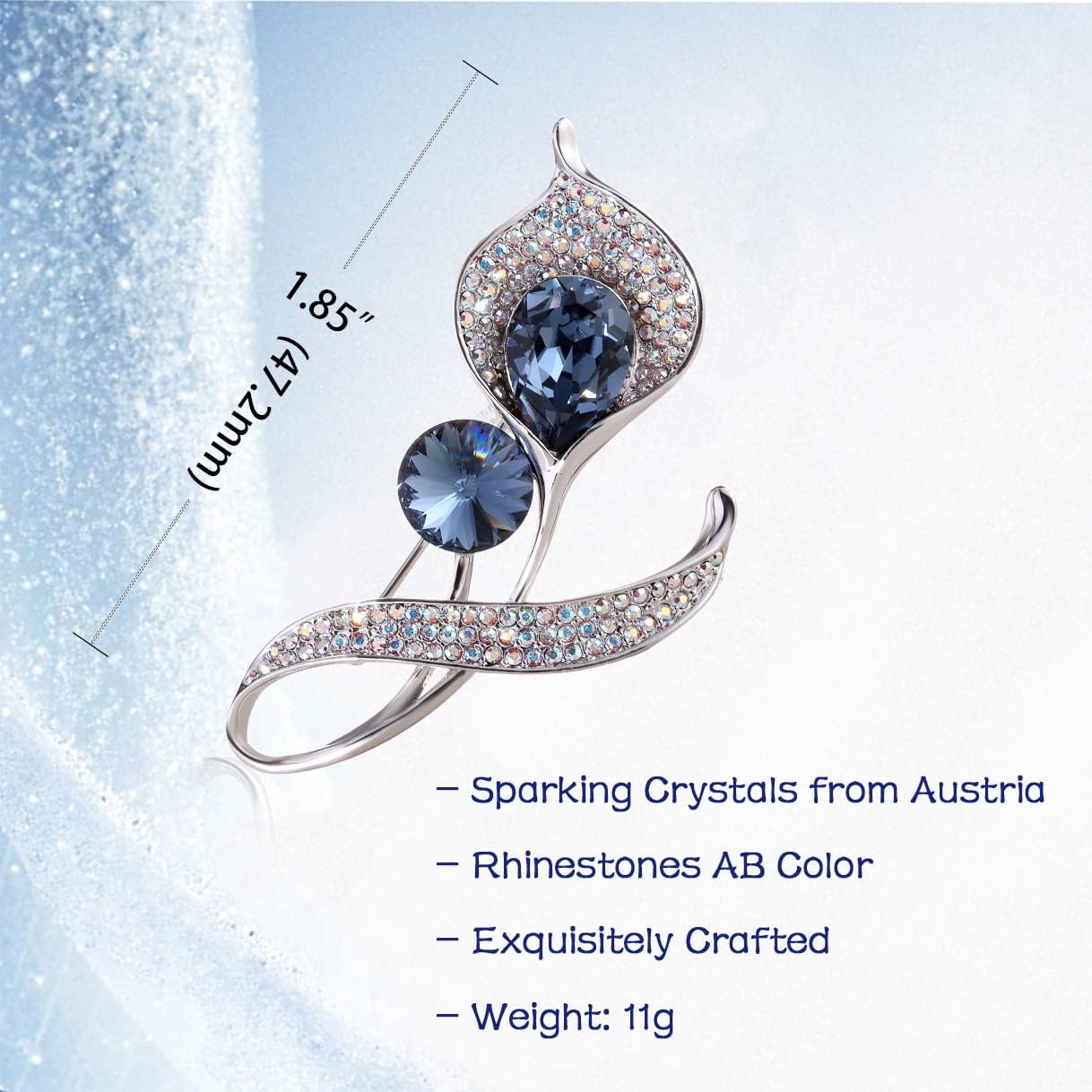 Richapex Elegant Crystal Tulip Rose Brooch Pin,Cubic Zirconia Fashion Crystal Jewelry Women's Brooch Pin