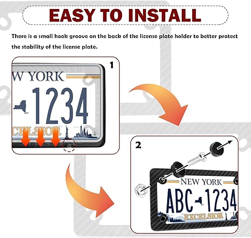 Miniatura 5 de Marcos de matrícula de motocicleta con tornillos y tuercas, marco de placa de fibra de carbono para decoración, accesorios de motocicletas de acero