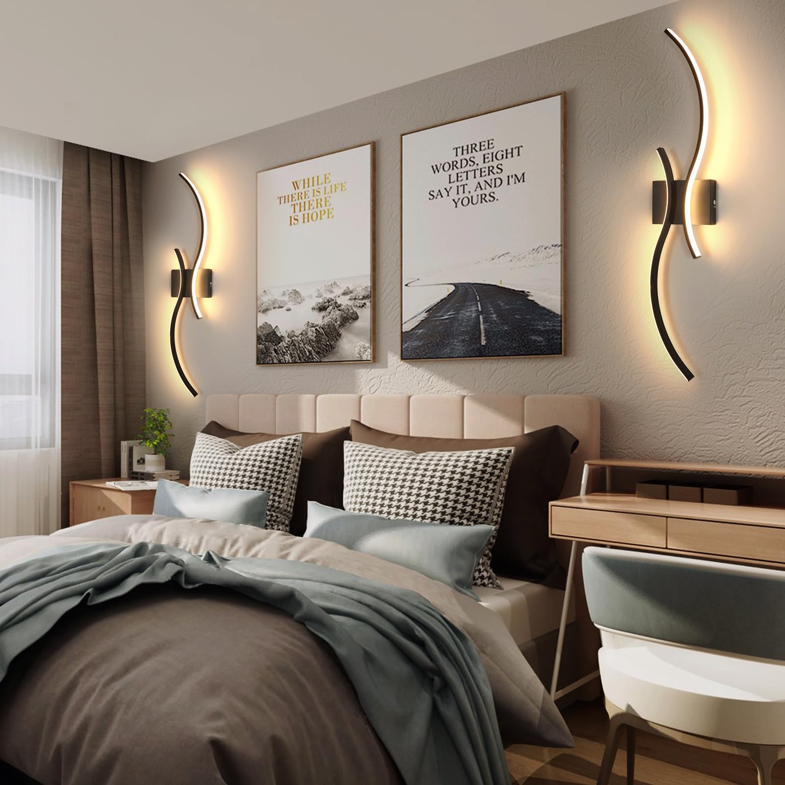 Goeco Applique Murale Dimmable, 80CM 32W 3600LM 3000K-6500K, Noir