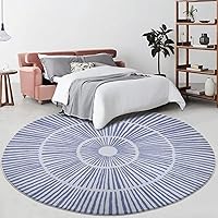 Vista 1 de Alfombra abstracta moderna de 5.2 pies, redonda, contemporánea, suave, azul, antideslizante, para dormitorio, sala de estar, dormitorio, vestidor