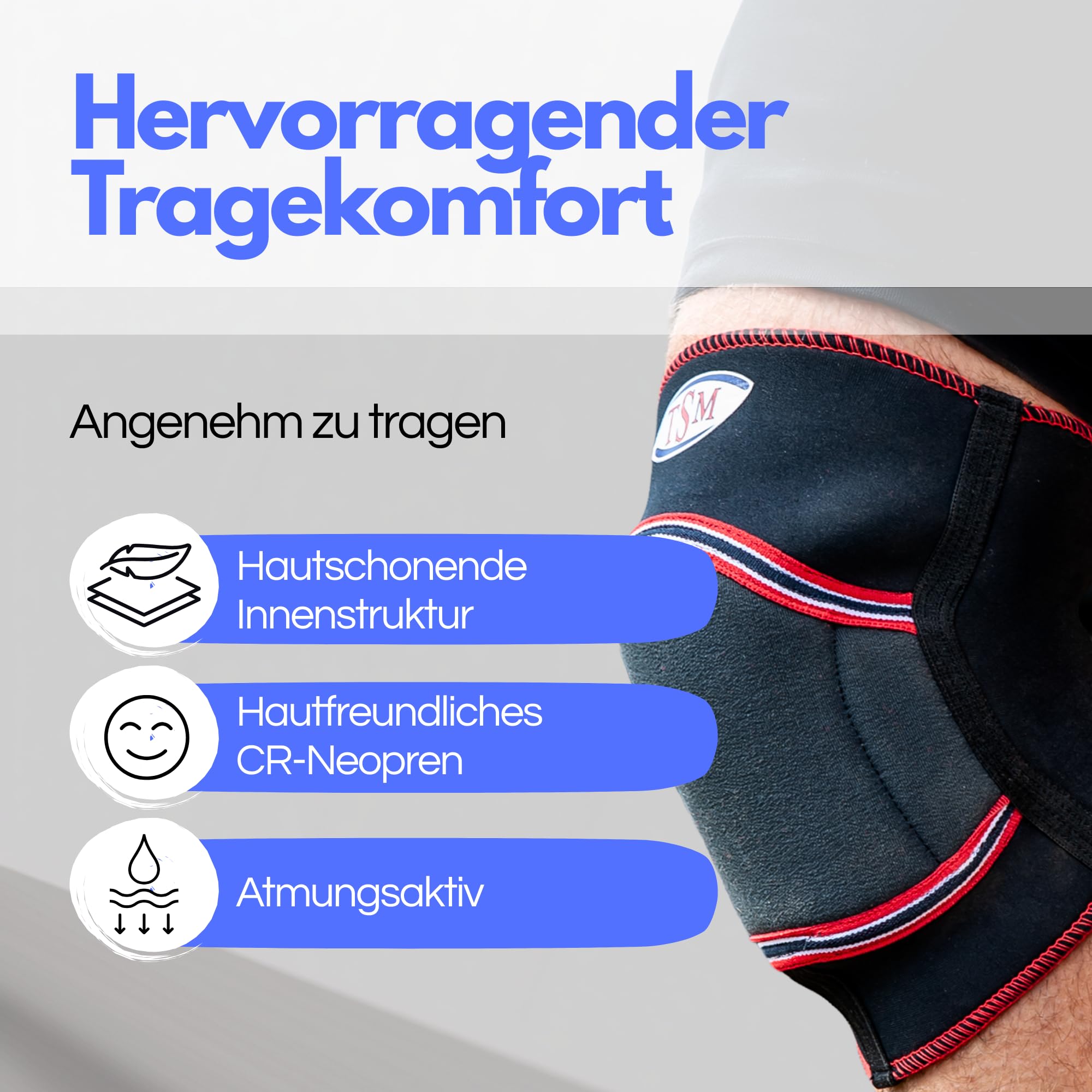 TSM Kniepolster Aktiv | Neoprenbandage Durchblutungsförderung, Dämpfung äußerer Einwirkungen | Stabilisierung, Schmerzlinderung, Wärme-, Schweißabführung | Sport, Reha | 2 Stück Made in Germany 2553