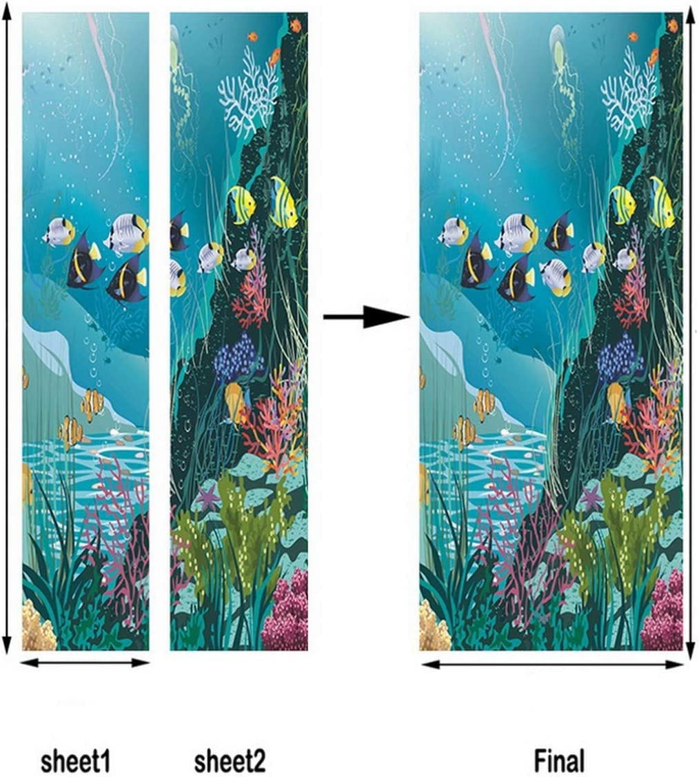 Stickers Porte 3D Récif Corallien - 2 Panneaux 45x210 Cm - PVC Imperméable, Auto-adhésif - Déco Murale Chambre, Salon, Cuisine - Effet Trompe-l'œil