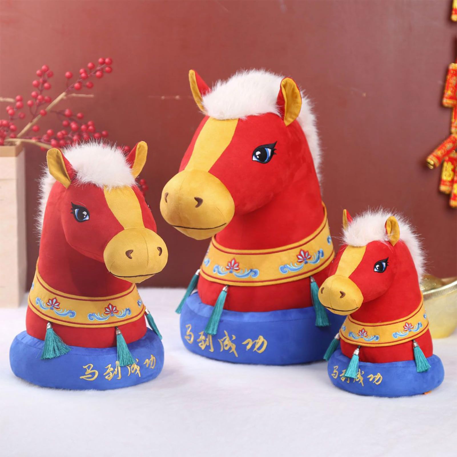 Giocattolo Di Peluche A Forma Di Cavallo Mascotte Per Le Feste E Il | Peluche per l'Anno del Cavallo Cinese per Automobile Ufficio Negozio Ristorante e Tavolo
