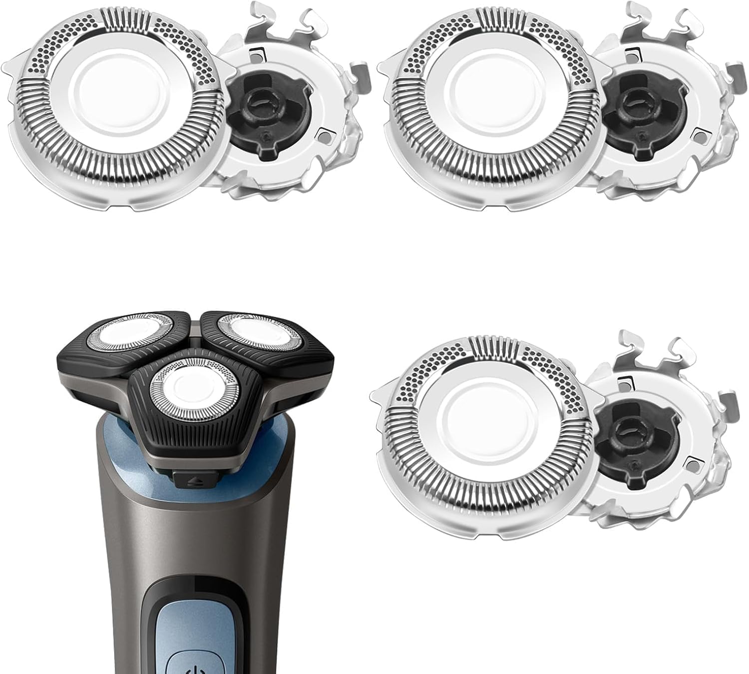 Cabezales de Afeitado SH50/52, 3 Cabezal Repuesto Eléctrica Compatible con Philips Series 5000 6000 3000 2000 Recambio Maquina Afeitar para Hombre Rotación de 360° Cuchilla S5000 S5050 S5110 S5210