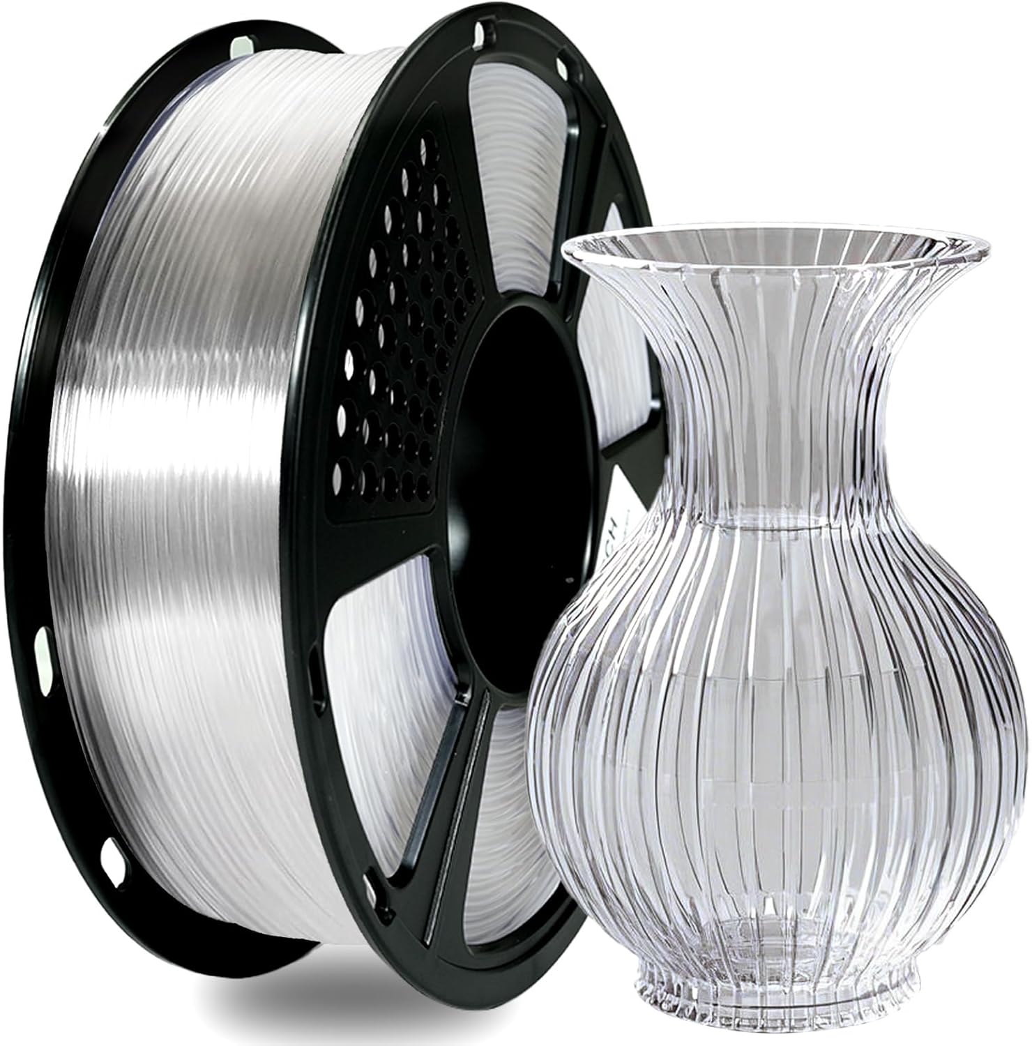 PLA Filament 1.75mm Clear, 3D Printer Filament 1kg Spool (2.2lbs), Neatly Wound, +/- 0.02mm Precision, No Clog/Bubble, Excellent Layer Adhesion, Fits Most FDM Printers