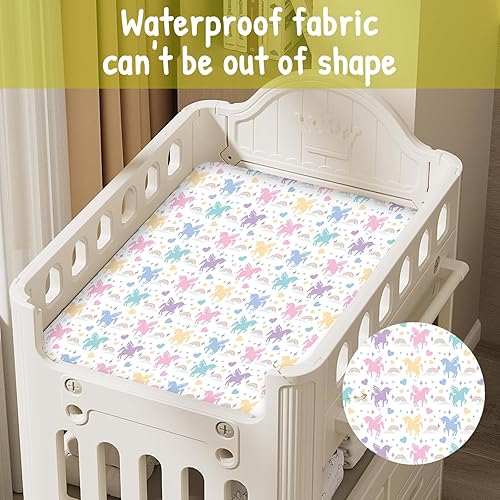 Miniatura 2 de DEEZOMO Funda impermeable para cambiador de pañales para bebés niños y niñas, portátilmini microfibra suave (unicornio blanco)