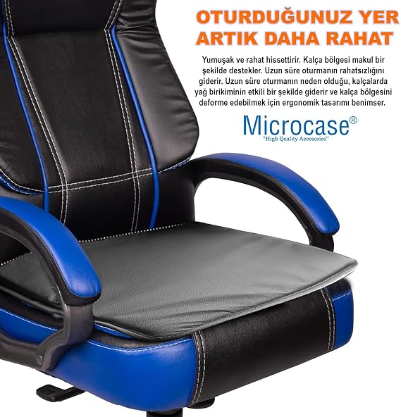 Microcase 3D Ortopedik Oto Araç Oyuncu Koltuk Minderi 2 Adet AL4337 Siyah