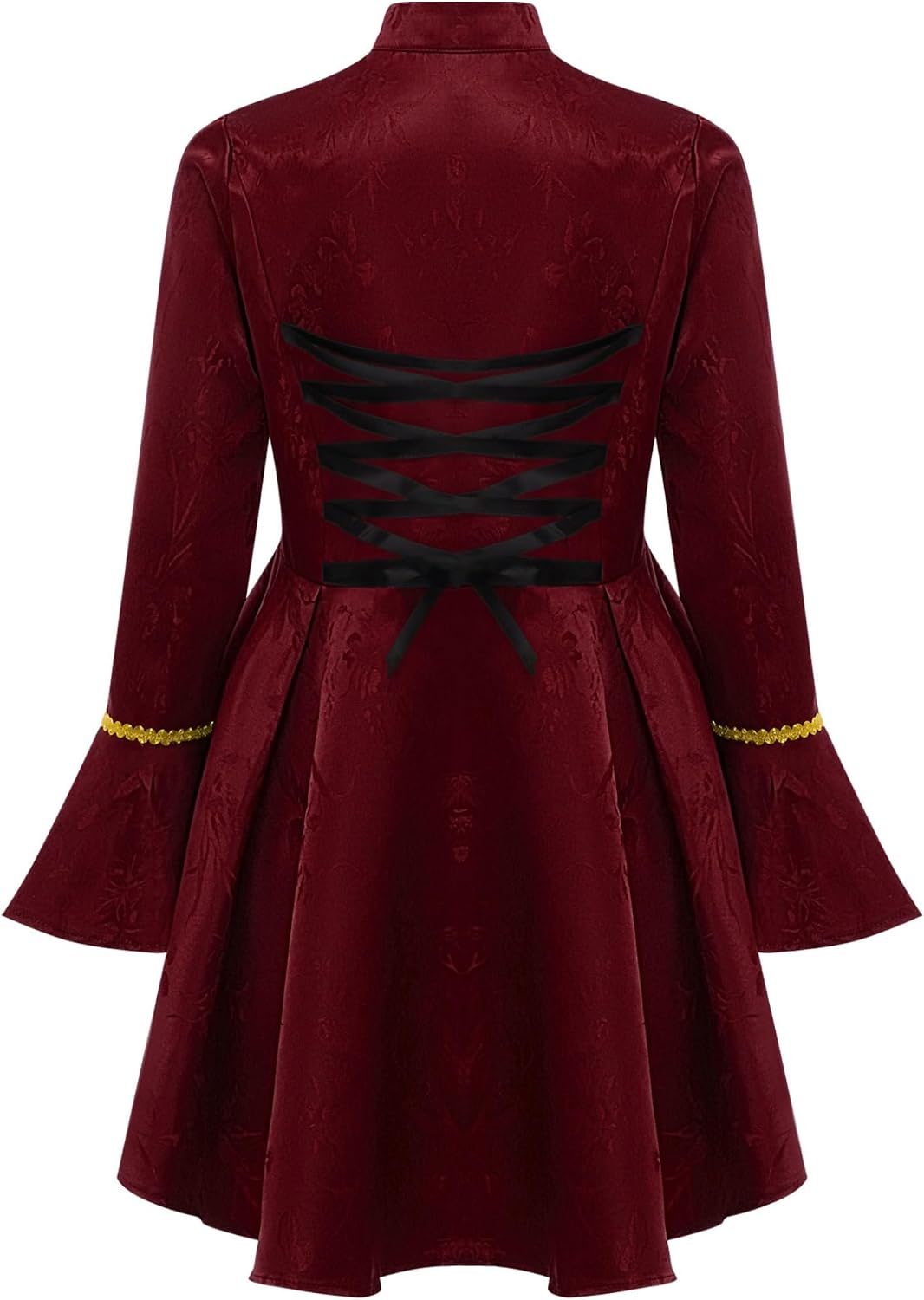 Girls Steampunk Tailcoat Jacket Long Sleeve Floral Lace Front with Ruffles Gothic Victorian Coat
