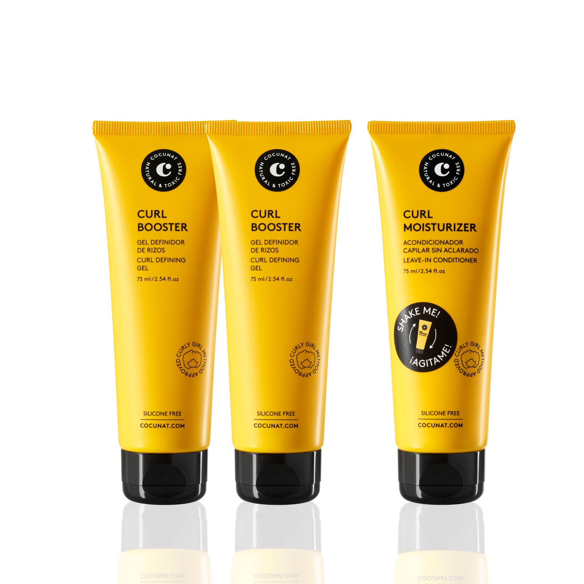 COCUNAT - Travel Size - Pack 2 Curl Booster + Curl Moisturizer Leave-In - Metodo Curly - Definizione dei Ricci - Anti-Frizz - 75 ml