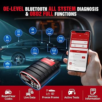 KINGBOLEN EDIAG OBD2 Diagnostic Device Full Systems OBD2 Bluetooth Adapter for iPhone and Android OBD2 Code Reader with Bi-Directional ECU Coding Auto VIN Wireless 15 Reset Functions with EPB/TPMS/SRS/SAS