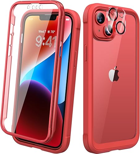 Diaclara Funda diseñada para iPhone 14, carcasa resistente de cuerpo completo con protector de pantalla integrado sensible al tacto antiarañazos,