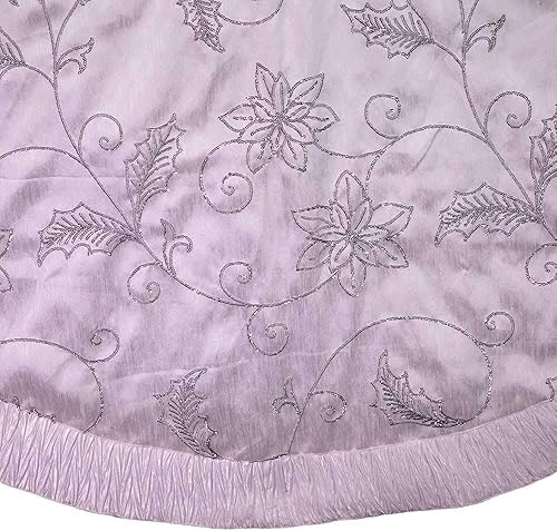 Miniatura 3 de Kurt S. Adler Falda de árbol de flores de lentejuelas blanca de 50 pulgadas