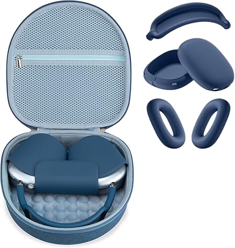 Miniatura 14 de Funda y estuche de silicona 3 en 1 para auriculares Apple Airpods Max, estuche duro para AirPods Max y funda para almohadillas Estuche y cubierta