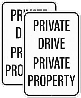 Anobell 18" × 12" Private Drive Private Property Sign Reflective Aluminum 2 Pack Waterproof Rust Free Metal Property Signs for Driveway House Road Street Outdoor