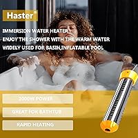 Vista 6 de HASTER Calentador de agua de inmersión de 2000 W para bañera inflable de piscina, calentador de cubo con protector 304 SS, calentador de agua