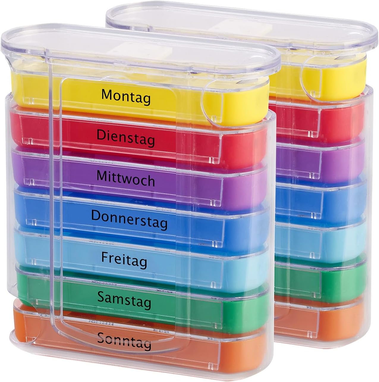 newgen medicals Medikamentenbox: 2er-Set bunte Medikamenten-Boxen für 7 ...