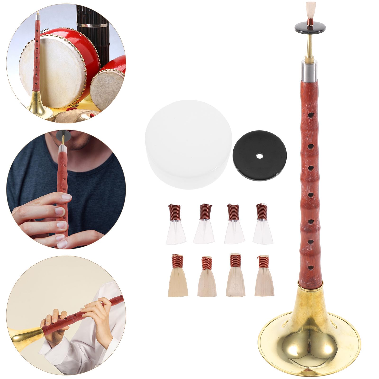 GALPADA Chinesische Suona Blasinstrument Satz aus Rotem Blumenholz C-dur für Anfänger Ethnisches Nationalinstrument mit Kunststoff Mundstück für Bühnenauftritte und Zufällige Farbe