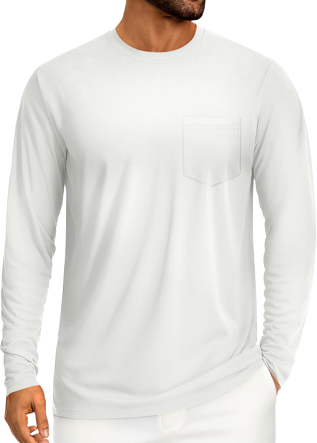 Cotrasen Men's Long Sleeve T-Shirts Cotton Casual T Shirts for Men Breathable Comfort Tee Shirts with Pocket