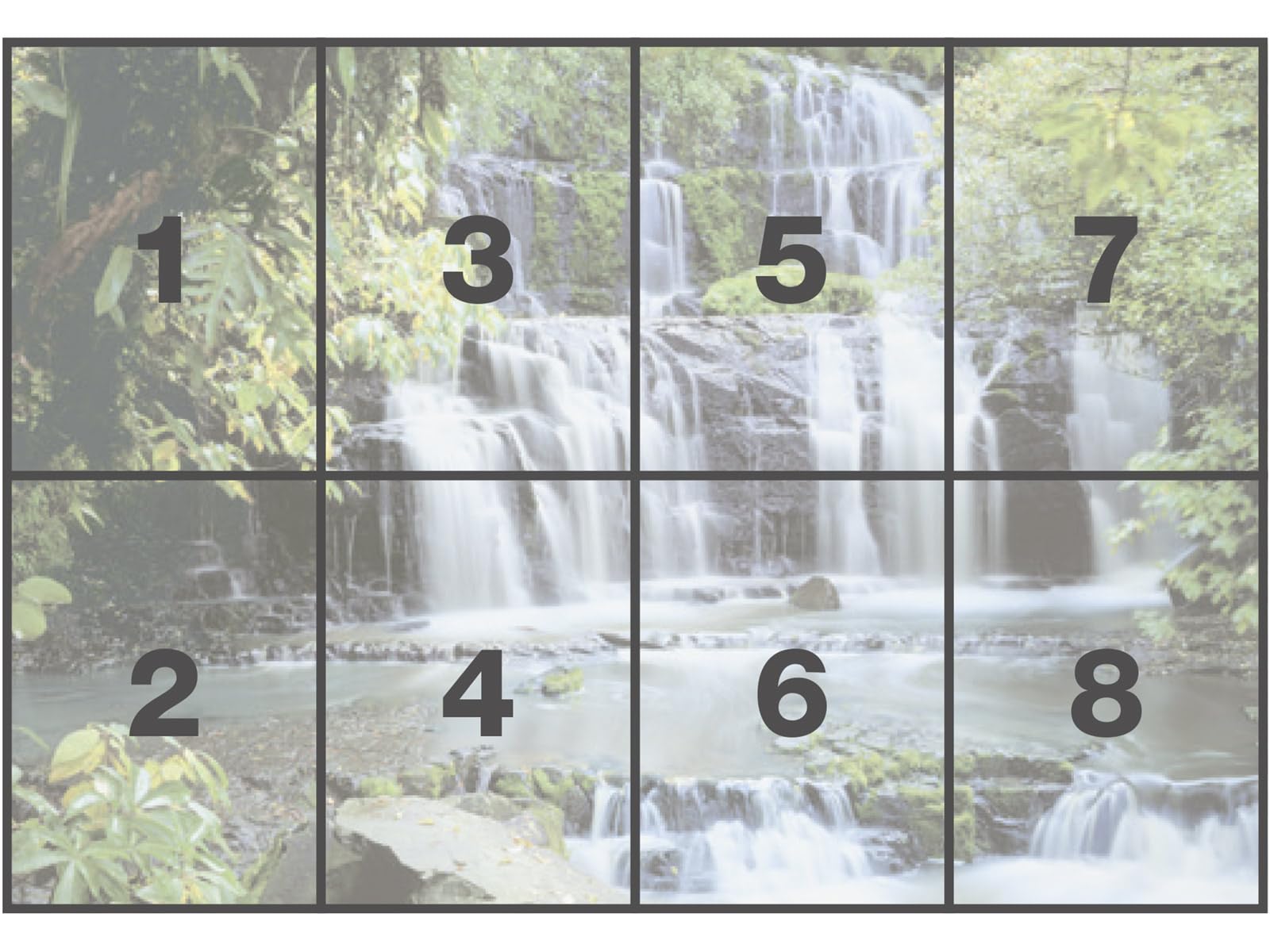 Komar 8-256 Lot de 8 papiers peints muraux panoramiques New Zealand Pura Kaunui Falls Vert 368 x 254 cm